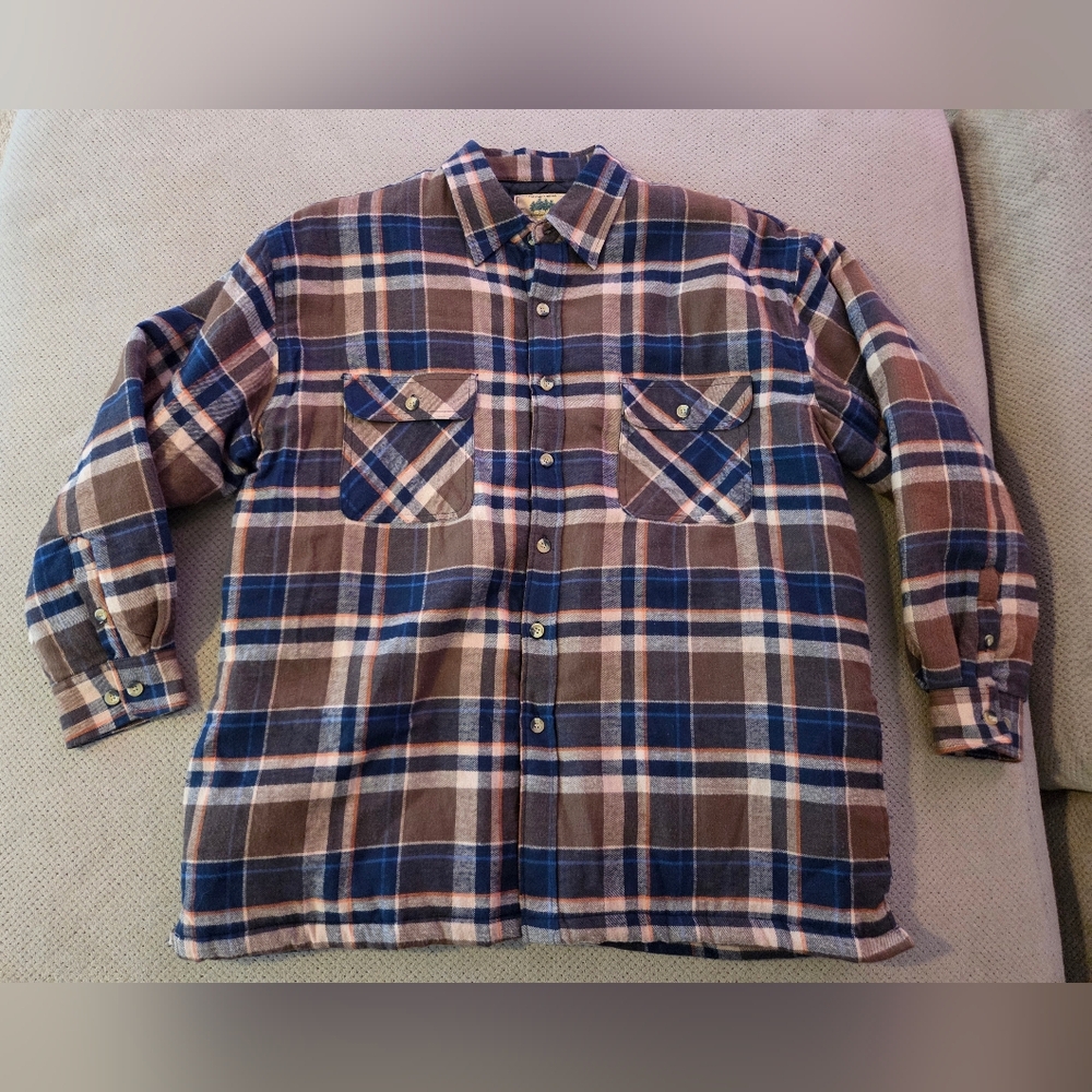 Vintage rugged wear hunter's peak flannel quilted coat men's size XL